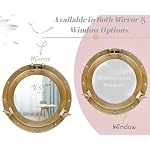 Bullauge-Spiegel und Fenster aus Aluminium mit Schiffen – nautischer runder Wandspiegel mit robustem Rahmen für Badezimmer, Wohnzimmer und Außenbereich (Golden, Mirror, 30 inch) – Bild 2