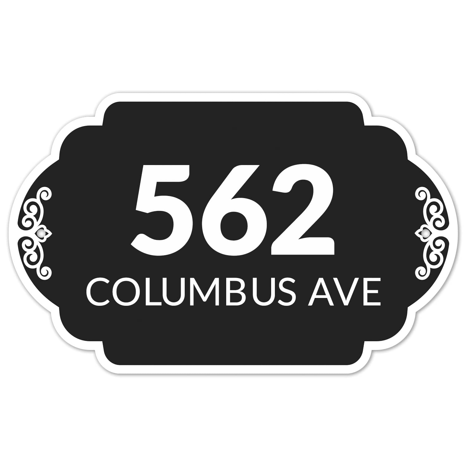 Custom Indoor/Outdoor Decorative Address Sign, Outline Background, 12x7.5 Inches, Aluminum Composite, Made in USA