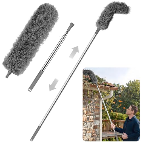 Gutter Cleaning Tool from Ground - Gutter Cleaning Tools Gutter Cleaner Adjustable | No Ladder Needed Rain Gutter Cleaning Tool Easily Remove Leaves & Debris, Grey