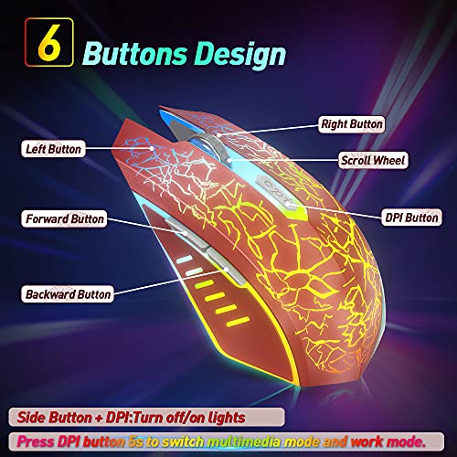 Versiontech. Wired Gaming Mouse, Ergonomic Usb Optical Mouse Mice With Chroma Rgb Backlit, 1200 To 3600 Dpi For Laptop Pc Computer Games & Work – Red #TOP3