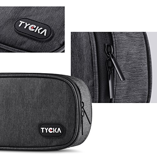 TYCKA Mini Travel Electronics Accessories Storage Bags with Two Adjustable Dividers for Cable, Cord, USB, SD Cards, Chargers, Deep Gray