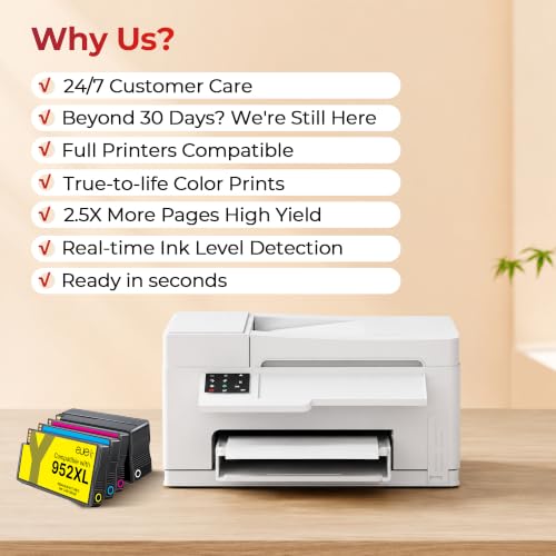 Image of ejet Compatible with HP 952XL Ink Cartridges Combo Pack, Black Color 4 Pack | High Yield 952 Ink for HP 952XL Ink Work for HP 8710 Printer Ink Cartridges,Use with 8720 7740 8720 8210 8715 8702 Printer