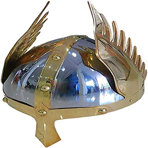 Image of AnNafi Winged Viking helmet | Norman Nasal King Helmet | Deluxe Viking Helmet Armor | Winged Helmet Emperor Wings Armour Helmet for Adult | Medieval Costumes Helm SCA LARP Replica Costume Cosplay