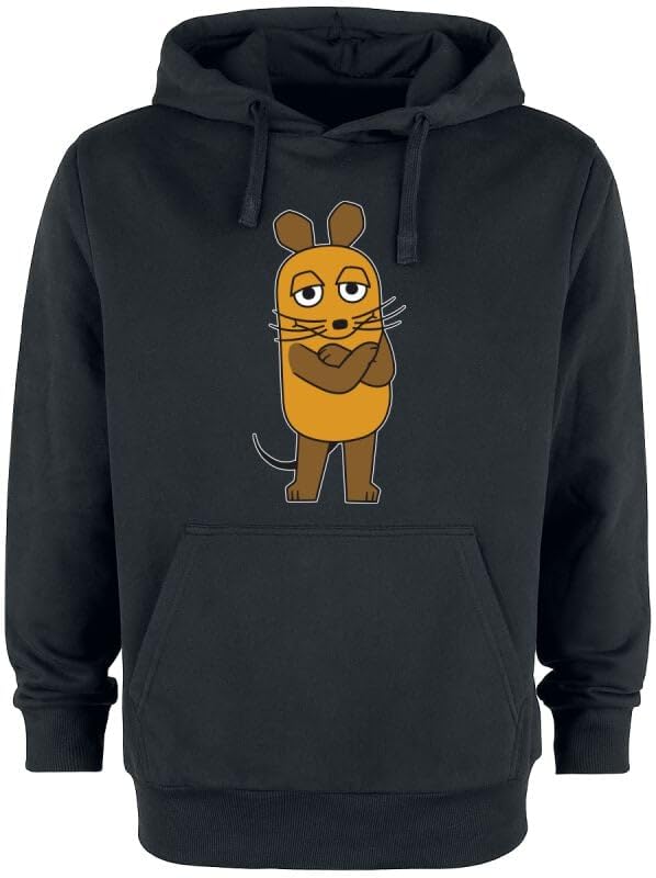 Die Sendung mit der Maus Maus Uomo Felpa con Cappuccio Nero 80% Cotone, 20% Poliestere Regular