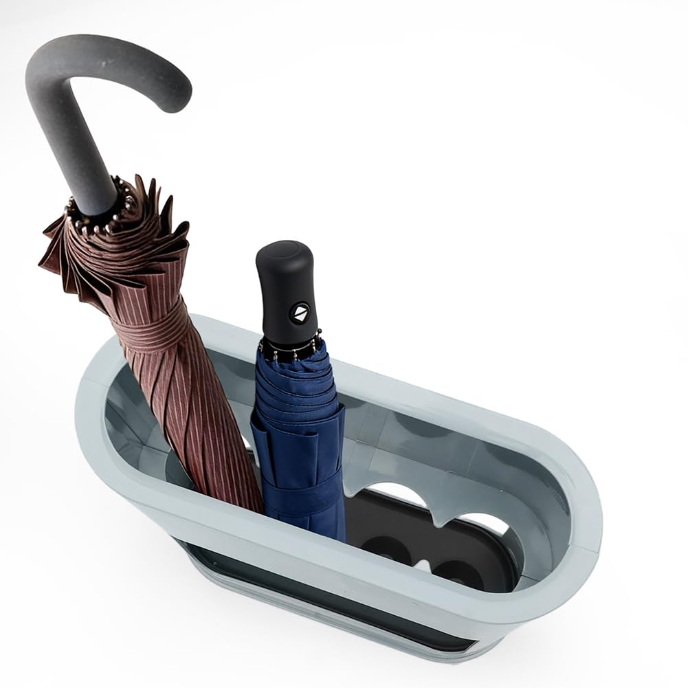 LOMUG Portaombrelli Design Moderno Porta Ombrelli in Metallo, Contenitore per Ombrelli con Vaschetta Scolapioggia Rimovibile, Portaombrelli Autoportante per Casa Ufficio per Ombrelli Lunghi/Corti,Azul
