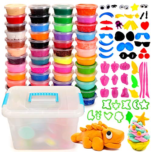 YLOKO Air Dry Clay Kit, 48 Colors Oven Baked Clay, Modeling Clay with 25 Creation Tools and 14 Kinds of Accessories, Non-Toxic Ideal DIY Clay Kids Gifts Art Set for Kids