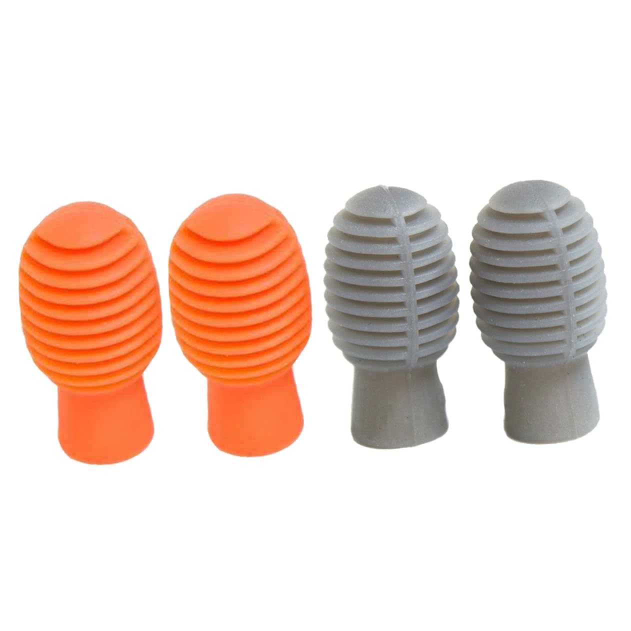 BESTonZON 2Pairs Drumstick Head Covers Mute Caps for Silent Practice Elastic Retractable Design Portable Grey Orange Drumstick Accessories for Drum Kits