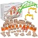 110 PCs Orbrium Toys Multi-Level Wooden Train Track Expansion Pack with Stackable Track Riser Stabilizers Generic Fits Thomas Brio Chuggington Set