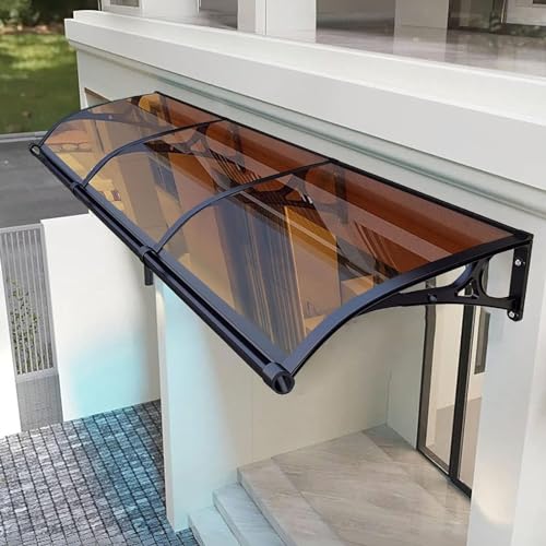 Tettoia per Porta d'Ingresso Tettoia per Porte Antipioggia Impermeabile in alluminio e policarbonato,Tettoia per Esterno Protezione solare,Disponibili in Diverse Misure (100x240cm)