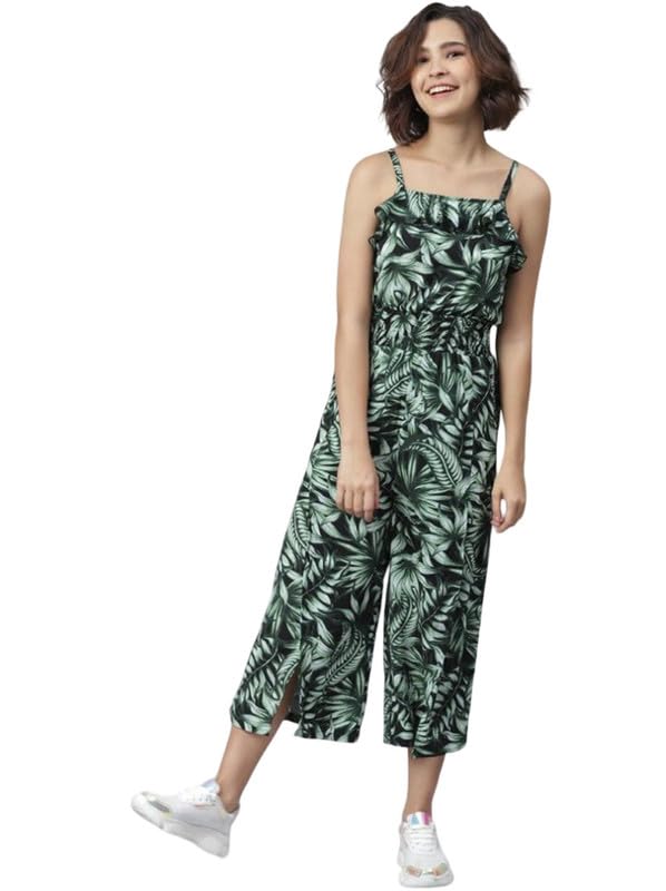 Tomar CreationWomen's Polyester Printed Shoulder Straps Jumpsuit (Black - Green, 2XL)-PID61797-picture-47