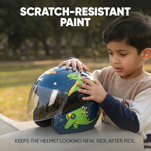 Image of TVS Moto Jr. Kids Helmet |Fun Glow in The Dark Graphics | Lightweight ISI Certified ABS Shell| Removable Cheek Pads | Ideal for Cycle Scooter Daily Ride Comfort & Protection