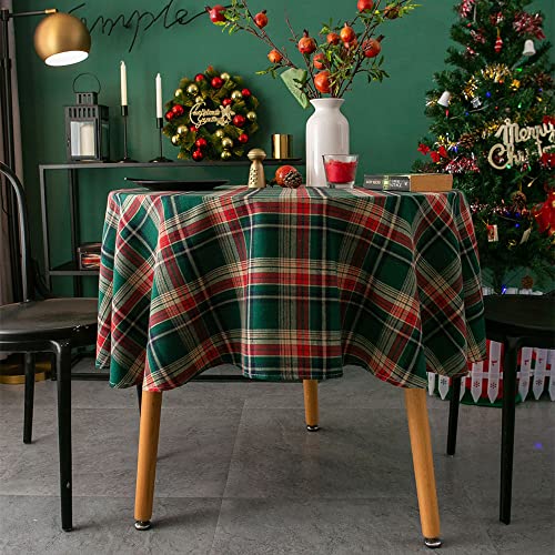 Nappe de Fête d'anniversaire Tablecloth Party Table de Jardin, Nappe Ronde Decoration Nappe pour Fête Anniversaire Pique-Nique Camping Géométrique Vichy Rouge Vert Marron(marron2,90x90cm) Cover