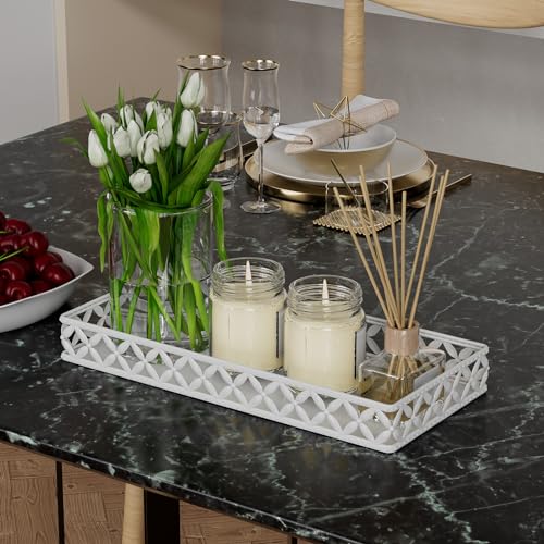 Bathroom Vanity Tray - Small Rectangle Decorative Tray - 11 Inch White Perfume Makeup Tray for Bathroom Counter - Cosy Home Interiors Bathroom Vanity Tray - Small Rectangle Decorative Tray - 11 Inch White Perfume Makeup Tray for Bathroom Counter - Image 5