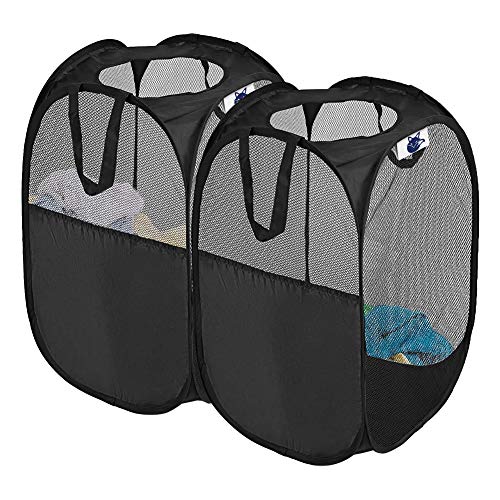 SUPINEFOX US Pop-Up Hamper, Foldable Pop-Up Mesh Hamper with Reinforced Carry Handles, Laundry