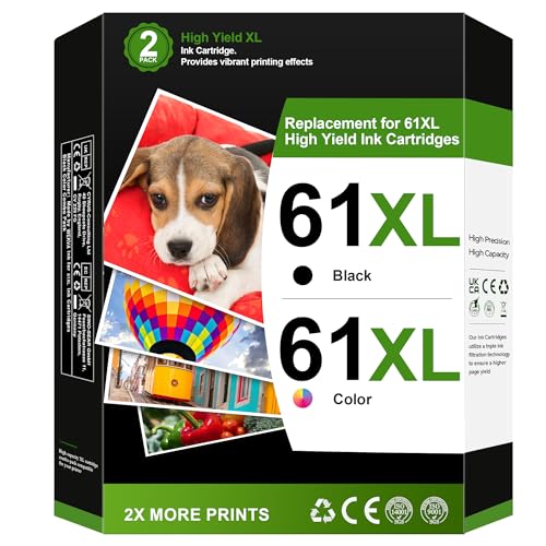Eulyxit 61XL Ink Cartridge Replacement for HP Ink 61 HP 61 HP61 for HP 4500 4501 4502 5530 5530 Deskjet 1000 1010 1050 2510 2540 3000 3050 3510 Officejet 2620 4630 4635 Printer (2 Pack)