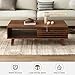 Furniway Mid Century Modern Coffee Table, Wood Coffee Table with Storage, Farmhouse Table for Living Room, Apartment, Walnut