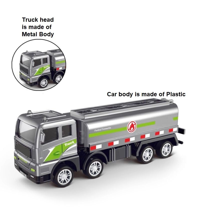 Image of Unbreakable Friction Power Fuel Truck Die cast Alloy Model Water Tanker Toy for 3+ Years Old Kids Boys Girls Engineering Construction Vehicle