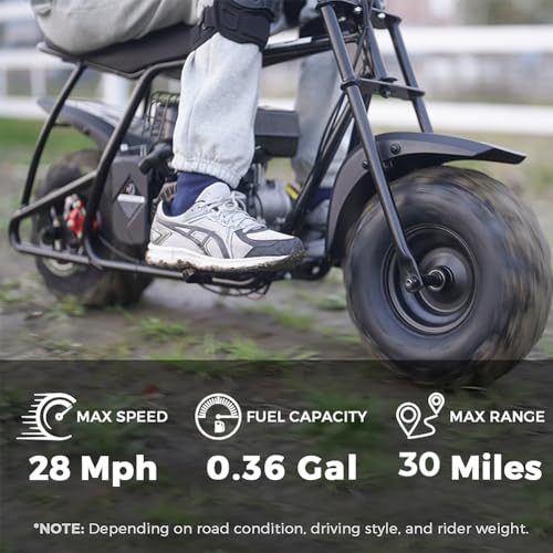 Image of FRP Mini Dirt Bike GMB100, 99 CC Gas Powered Mini Bike 4 Stroke 3HP, Off Road Mini Bikes for Kids and Adult, Trail Bike Up to 28 Mph, Weight Support Up to 220 LBS (Black)
