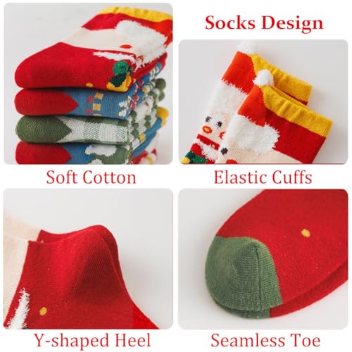Kids Christmas Socks 5 Pairs Toddler Crew Christmas Xmas Socks for Baby Holiday Winter Warm for Boys/Girls3