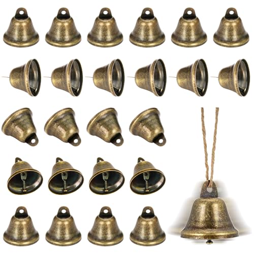Craft Bells 24 PCS Bronze Jingle Bells Vintage Bells 17 X 15 Small Brass Bells for Wind Chimes Housebreaking Making Dog Potty Training Doorbell Wedding Decor DIY Favor Crafts Christmas Tree