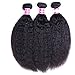 UNice Hair 10A Yaki Kinky Straight Human Hair 3 Bundles, 100% Unprocessed Mongolian Virgin Human Hair Weave Extensions Natural Color (16 18 20inch)