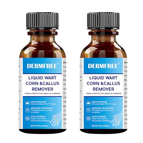 DERMFREE LIGUID WART Remover,Fast Action Wart Remover,Wart Liquid with Salicylic Acid, Plantar Wart, Common Wart, Flat Wart,Corn, Callus,1floz(30mL)-2 Bottles