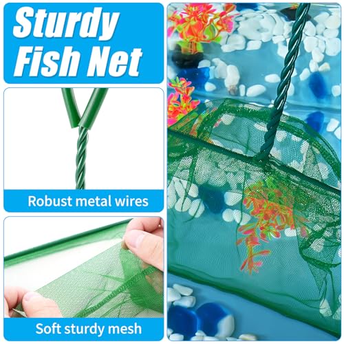 Image of AQUANEAT 8 Inch Aquarium Fish Net, Wastes Skimming Cleaning Tool with Firm Handle for Fish Tanks Small Ponds