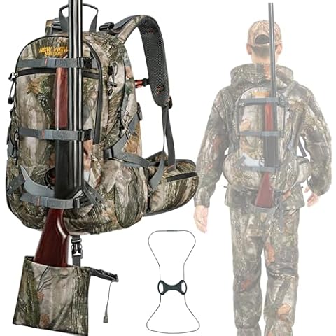 NEW VIEW 35L Hunting Backpacks for Men, Camo Bag with Bow & Rifle Holder, Saddle Daypack for Deer, Elk, Whitetail Cover