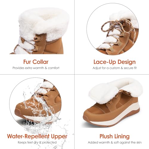 Image of DREAM PAIRS Women's Outdoor Winter Snow Boots | Women Winter Snow Boots, Faux Fur Waterproof Ankle Booties, Zaylee Ladies Slip Resistant Sole Comfortable Short Boots Outdoor