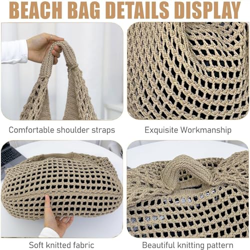 Large Beach Bags for Women Summer Beach Tote Bag Aesthetic Tote Bag Hippie Bag Knit Bag4