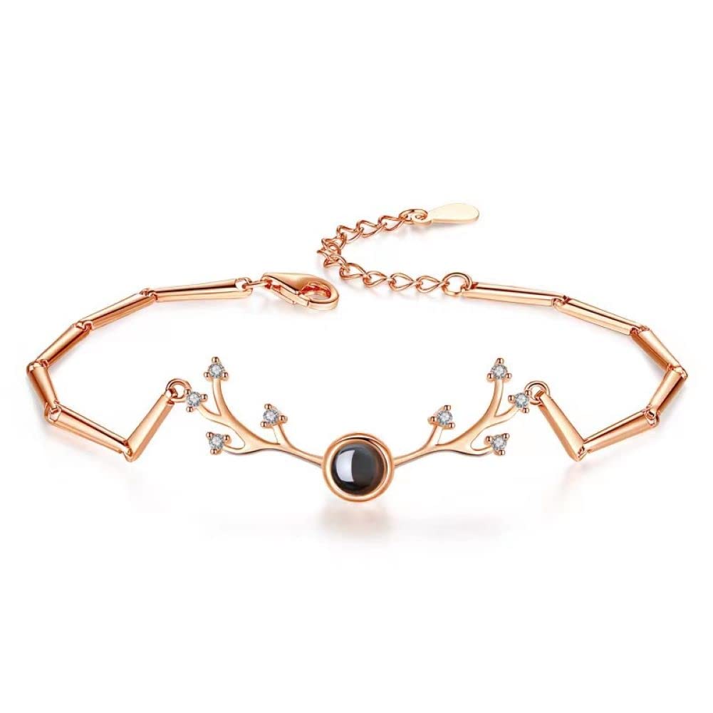 FOAUMELadies Exquisite Pendant One Deer Has You Projection Bracelet Commemorative Bracelet