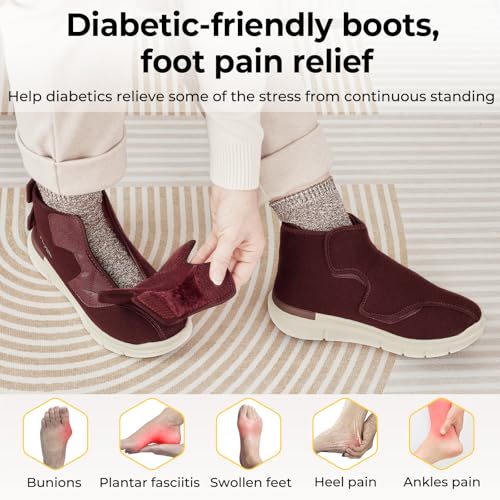 FitVille Diabetic Boots for Women Wide Width Fully Adjustable Straps Winter Boots for Women Wide Width with Warm Fur Lining womens wide snow boots for swollen feet Foot Pain Relief Neuropathy3
