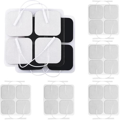 TENS Unit Electrode Pads, 20PCS 2"x2" Adhesive Electrodes Pads, TENS Unit Pads Replacement with Plug 2.0 mm for TENS Machine, Reusable and Latex-Free