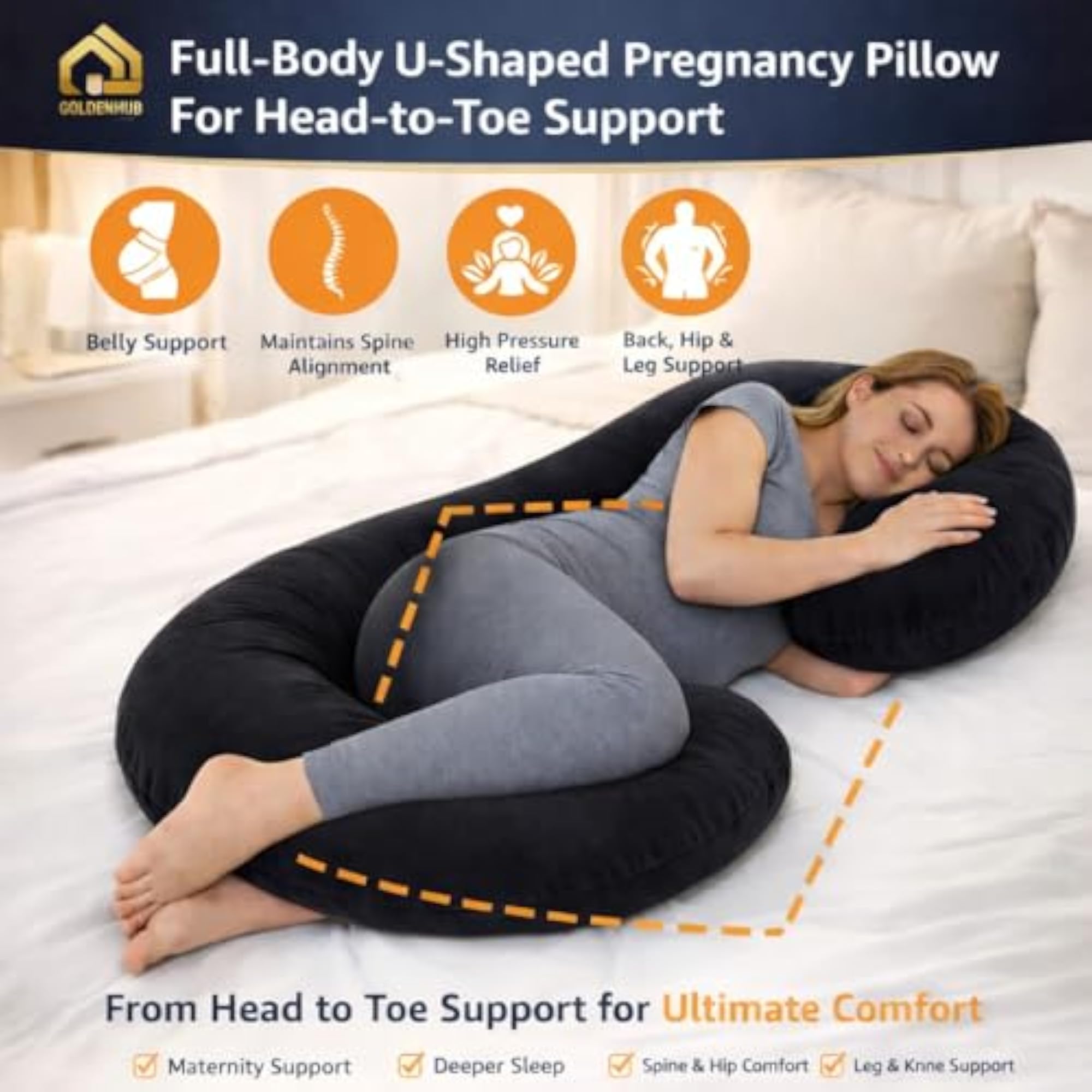 U-Shaped Pregnancy Pillow for Maternity & Baby Nursing
