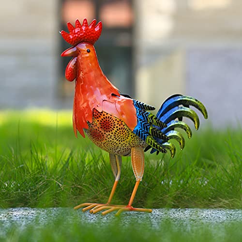Hshd Metal Rooster Decor Garden Statue Solar Lights Outdoor - Chicken Sculpture Yard Art Kitchen Decor Lawn Ornaments (Rooster) #TOP5