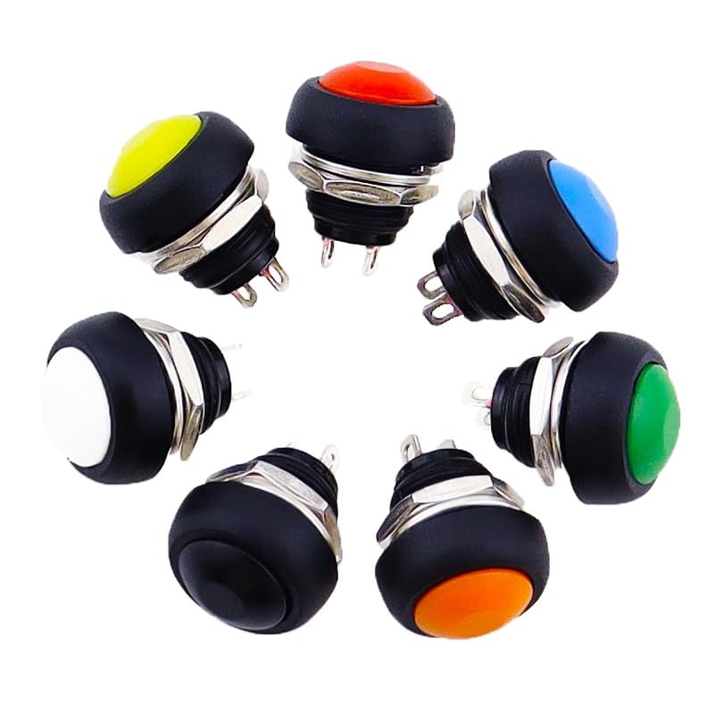 Bouton-poussoir momentané 12V 12mm étanche avec mini interrupteur 2 pins