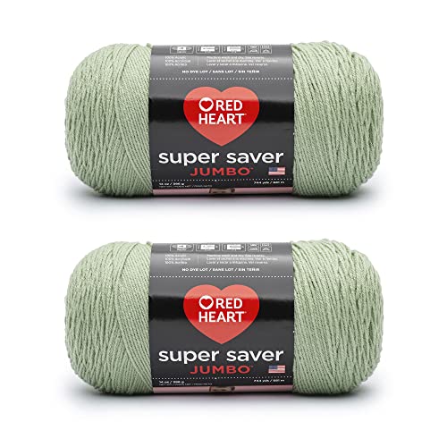 Image of Red Heart Super Saver Jumbo Frosty Green Yarn - 2 Pack of 14oz /396g - Acrylic - 4 Medium (Worsted) - 744 Yards - Knitting /Crochet