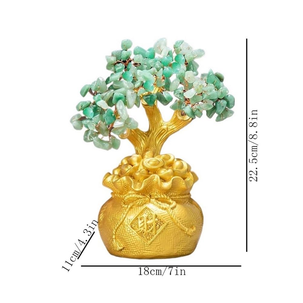 Biurko Ręcznie robione Feng Shui Bonsai, Małe Kryształowe Drzewko, Przyciąga Szczęście Wystrój Domu Kryształy Dekoracji (Zielony)