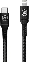 Gshield Cabo Lightning para USB-C 1,5M Compatível com iPhone e iPad, Carregamento Rápido 64,5W 3A, Revestido em Nylon Balístico, Survivor Preto