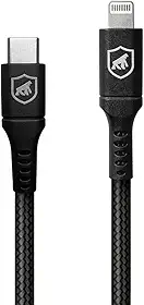 Gshield Cabo Lightning para USB-C 1,5M Compatível com iPhone e iPad, Carregamento Rápido 64,5W 3A, Revestido em Nylon Balístico, Survivor Preto