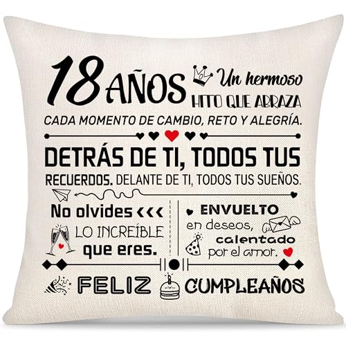 18 anos de aniversário capa de almofada presente para mulher meninas meninos filha filho irmã irmão neta sobrinha amigas amigos presentes do inspirador 18 anos feliz aniversário presentes fronha de