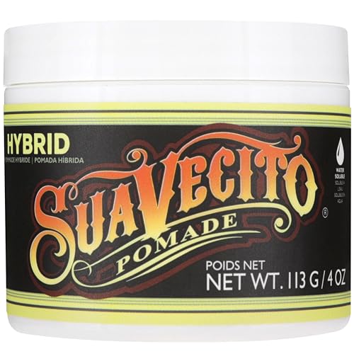 Suavecito Pomada Híbrida para Hombres, Pomada de Agarre Medio de Alto Brillo a Base de Aceite y Agua, Moldeable, 4oz/113g
