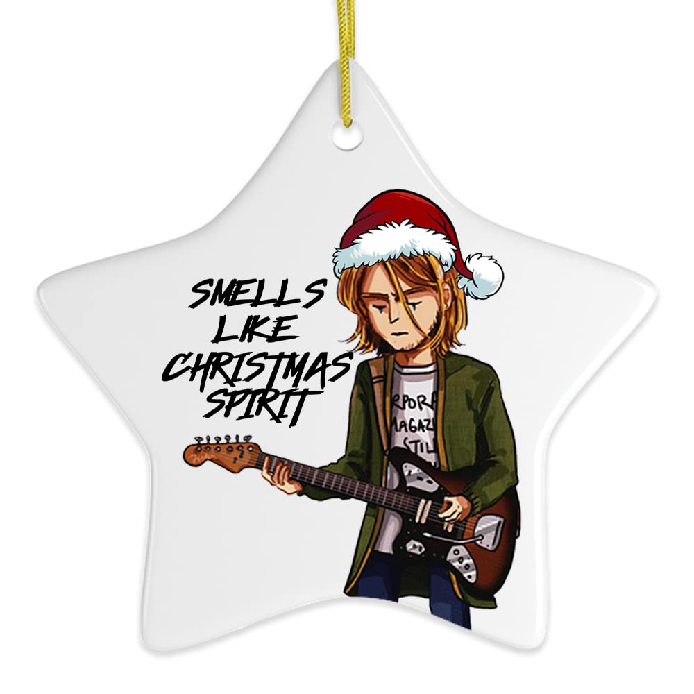 Pop Culture, Movie, and Music Themed Trendy Christmas Ornaments - Smells Like Christmas Spirit Rock and Roll Ornament (Star)