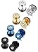 FIBO STEEL 4 Pairs Stainless Steel Mens Stud Earrings for Men Women Ear Piercing Plugs Tunnel,BL