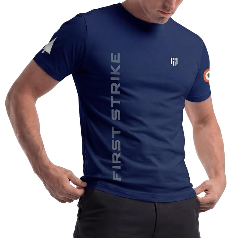 Image of Deployed First Strike Signature Luxesoft Cotton T-Shirt | Army t Shirt for Men | Military | Commando | t Shirts | Round Neck | Half Sleeve | Regular Fit | Black