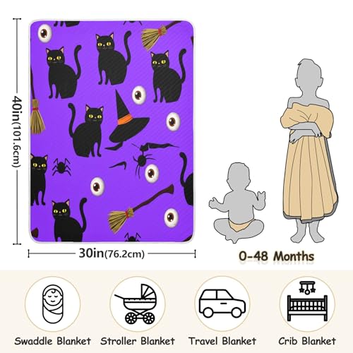 Burbuja Cats Witch Hats Eye Ball Baby Blanket for Boys Girls, Nursery Soft Warm Swaddling Receiving Baby Blankets, 30x40 in Toddler Blanket3