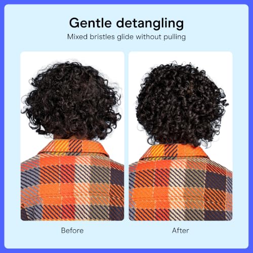 Image of Conair Curl Define Pro Detangler Brush | For Detangling and Defining Loose Curls & Short Hair, Mixed Bristles, Purple, BR95725L