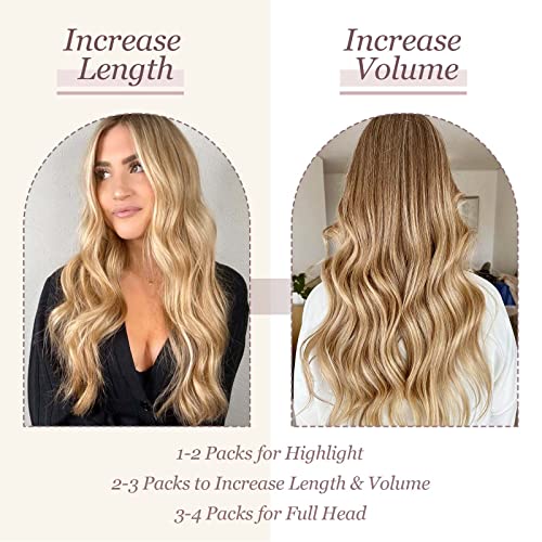 TESS Tape in Hair Extensions Human Hair 10 PCS #12P613 Golden Brown & Bleach Blonde - Image 2