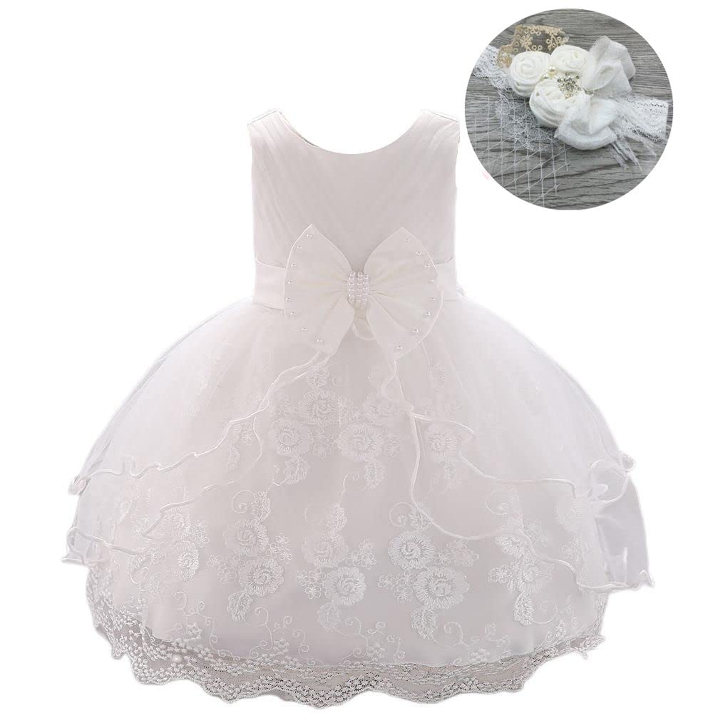 Bow Dream Baby Girls Party Dress Rainbow Tulle 3D Embroidery Beading Princess Wedding Dresses