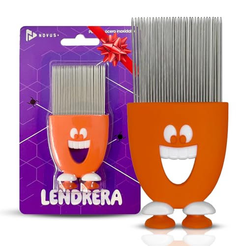 NOVUS+ Peine para Piojos - Lendrera Antipiojos Infantil - Puas de Acero Inoxidable - Liendrera para Piojos y Liendres - Peine Profesional con Ventosas
